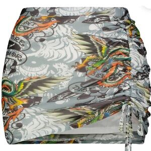 NWT Ed Hardy Dragon Wings Mesh Mini Skirt
